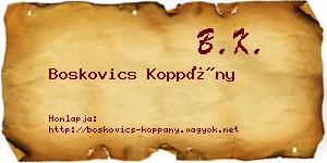 Boskovics Koppány névjegykártya